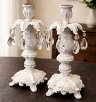 Baroque Shabby Chic Candelabras White Crystal Candle Holders. Fixed Price $124.95.