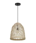 Progress Jocassee 1-LIGHT Matte Black Pendant With Rattan Shade. Fixed Price $82.50.