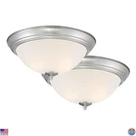2-PACK 13" Led Flush Mount Ceiling Light, Frosted Glass, Brushed Nickel Finish. Fixed Price $34.48.
