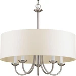 Progress Lighting P4217-09 5-LIGHT Brushed Nickel Chandelier W Beige Linen Shade. Fixed Price $181.48.