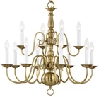 Livex Lighting 5012 Brass Williamsburg 12-LIGHT Tier Chandelier. Fixed Price $535.96.