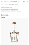 Visual Comfort Chapman & Myers Darlana Small Lantern In Gilded Iton. Fixed Price $400.00.