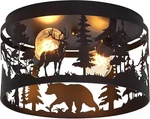 Rustic Farmhouse Flush Mount Ceiling With Deer & Bear Design, 2-LIGHT E.... Fixed Price $114.00.