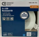 Commercial Electric 1003395764 4" Led Recessed Kit Light Soft White 12 Pack. Fixed Price $49.99.