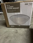 Hampton Bay 11 In. 2-LIGHT White Flush Mount With Frosted Swirl Glass Shade. Fixed Price $23.00.