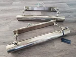 Ralph Lauren Picture Lights. Set Of Two Wall Mounted, Solid Brass, Nickel Plated. Fixed Price $1449.00.