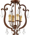 Quorum 319-4-39 Six Chandelier Transitional Four Light Ceiling Mount, Copper. Fixed Price $70.00.