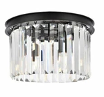 Chandelier Matte Black Flush Mount Crystal Ceiling 3 Light Fixture 16". Fixed Price $413.52.