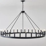 53" Black Extra Large Wagon Wheel Chandelier, 30-LIGHTS Industrial Pendant. Fixed Price $449.99.