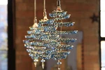 Rare Schonbek Geometrix Helix Multi-blue Hanging Light & Canopy, $3300 For All. Fixed Price $3300.00.