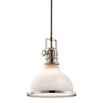Kichler 43764 Nickel Hatteras Bay Mini Pendant With Etched Glass Shade - 8" Wide. Fixed Price $175.99.