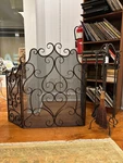 3-PANEL Wrought Iron Scrollwork Fireplace Screen & Hand-forged Tool Set. Fixed Price $800.00.