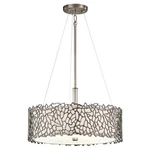 Kichler Silver Coral Pendant/semi Flush 3LT, Pewter, White, Etch - 43346CLP. Fixed Price $709.99.