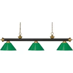 Z-lite 200-3BRZ+SG-PGR Riviera Billiard Light Bronze And Satin Gold. Fixed Price $316.00.