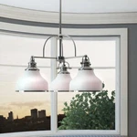 Quoizel Grant 3-LIGHT Dinette Chandelier With Glass Shades Nickel # 151 New. Fixed Price $190.00.