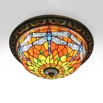 Vintage Tiffany Chandelier Dragonfly Stained Glass Flush Mount Ceiling Light. Fixed Price $219.00.