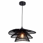 Hampton Bay Wilby 1-LIGHT Black Pendant With Rattan Shade, Adjustable Height. Fixed Price $240.97.