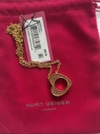 Kurt Geiger Pink Pave Heart Pendant Necklace Gold-tone, Crystal New With Pouch. Fixed Price $65.00.