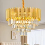 Yolizuot 20" Gold Crystal Chandelier For Round Ceiling Pendant Light 5-TIER. Fixed Price $149.00.