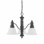 Nuvo 60-3144 3-LIGHTS Mahogany Bronze Chandelier With Frosted White Glass. Fixed Price $52.28.
