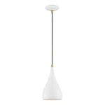 Livex Amador Light Mini Pendant, White/brass/white 41171-13. Fixed Price $93.96.