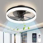 Ahawill Low Profile Ceiling Fans Lights 19.7" Flush Mount - Black. Fixed Price $83.01.