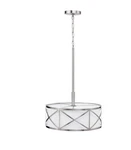 Kichler, "edenbrook" Brushed Nickel Dimmable Pendant Etched Glass Drum Shade. Fixed Price $178.00.