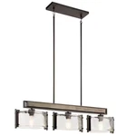 Aberdeen 41.75 In. 3-LIGHT Olde Bronze Farmhouse Shaded Linear Chandelier. Fixed Price $349.99.