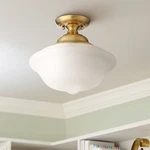 Modern Ceiling Light Semi Flush Mount Fixture 12 3/4" Soft Gold Glass Bedroom. Fixed Price $79.95.