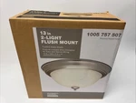Hampton Bay 13 In. 2-LIGHT Brushed Nickel Flush Mount. Fixed Price $12.99.