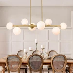 Mid Century 8-LIGHT Globe Chandelier Adjustable Gold Dining Fixture. Fixed Price $316.99.