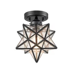 Axiland Moravian Star Light Flush Mount Ceiling Black Seeded Glass Shade. Fixed Price $93.32.