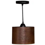 1-LIGHT Hammered Copper Ceiling Mount Cylinder Pendant Oil Rubbed Bronze Ob. Fixed Price $83.99.