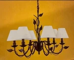 Portfolio 6 Light Chandelier Antique Bronze Leaf Accents White Shades 147258. Fixed Price $39.99.
