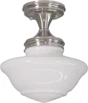 Hardware Only School House Semi Flush Ceiling Light Satin Nickel No Shade. Fixed Price $15.00.