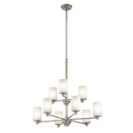 Kichler Joelson Chandelier 9LT, Brushed Nickel, Satin Etched Opal - 43924NI. Fixed Price $564.97.
