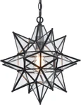 16" Modern Moravian Star Pendant Light, Boho Black Fixture With Adjustable Chain. Fixed Price $366.99.