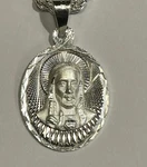 925 Sterling Silver Jesus Christ Medal Oval Dc Pendant Large Bail 3.7G New Solid. Fixed Price $30.00.