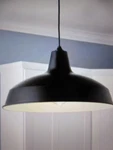 Hampton Bay 1-LIGHT Black Warehouse Pendant Hanging With Metal Shade. Fixed Price $27.95.