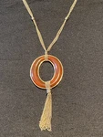 Monet Necklace With Super Fine Silver Tone Chains, Faux Tortoise Shell Pendant. Fixed Price $15.00.
