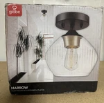 Globe 60333 Harrow Matte Black Flush Mount Ceiling Light W/ Gold Accent. Fixed Price $29.00.