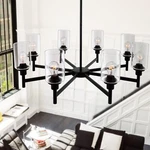 27.5" Cylinder Glass Chandelier Industrial 8-LIGHT Pendant Lamp Ceiling Fixtures. Fixed Price $134.95.