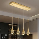 Gold 4-LIGHT Linear Chandelier Industrial Crystal Pendant For Dining & Living. Fixed Price $331.99.