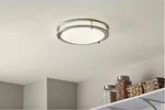 Hampton Bay Flaxmere 12IN Led Flush Mount Brushed Nickel 5CCT Dimmable. Fixed Price $19.99.