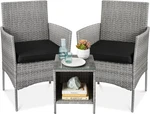 3-PIECE Outdoor Wicker Conversation Bistro Set Space Saving Patio Furniture. Fixed Price $189.95.