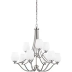 Feiss Vintner Light 32 Inch Glass Chandelier, Satin Nickel, F2961/6+3SN. Fixed Price $599.97.