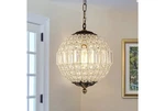 Antique Crystal Globe Chandelier, 11.8" Vintage Small Sphere. Fixed Price $190.00.