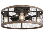 Ohniyou 20'' Flush Mount Caged Ceiling Fan With Lights Remote Control, Farmho.... Fixed Price $126.13.