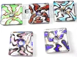 5 -30X30MM Colorful Glass Millefiori Murano Fuse Dichroic Square Made Pendants. Fixed Price $10.00.