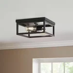 New Hampton Bay Boswell Quarter 12-1/2 In. 2-LIGHT Black Industrial Flush Mount. Fixed Price $95.00.